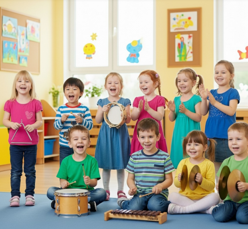 Ilustracja śpiewających dzieci